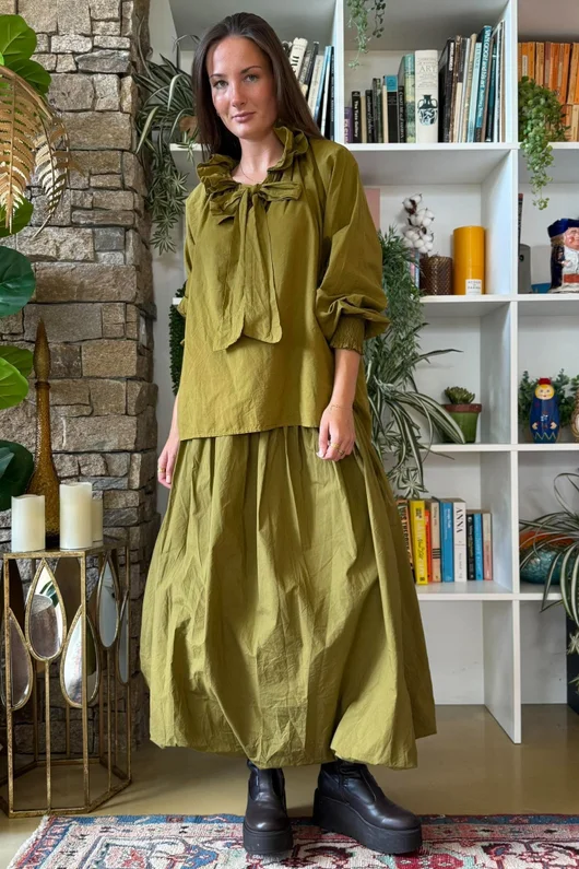 Paloma Tela Bubble Skirt Mucky Olive